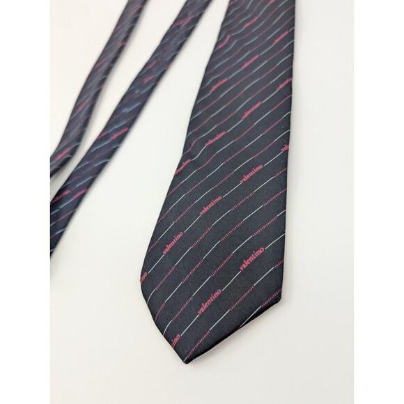 Vintage Valentino La Cravat Tie Mens Blue All Over Print Italy Old Money - Picture 1 of 7